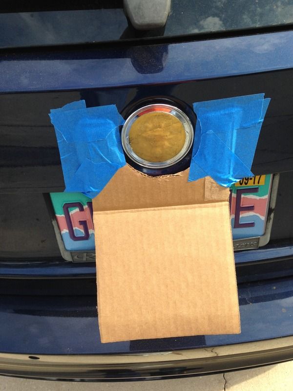 Wagon rear emblem fell off Less expensive fix